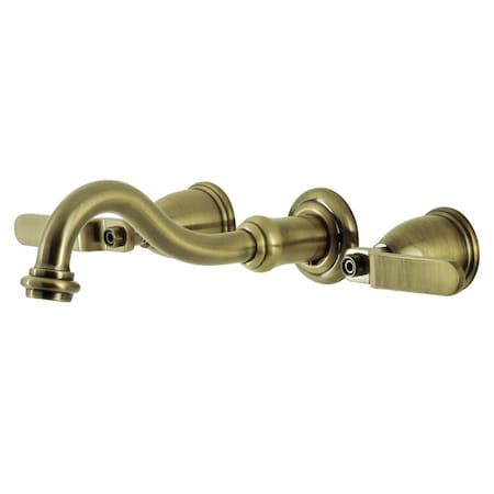 Kingston Brass KS3023KL Two-Handle Wall Mount Tub Faucet, Antique Brass KS3023KL